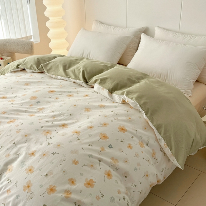 91家纺网 家纺一手货源 找家纺 艾迪尚家纺 2026新款133X76宽幅全棉纯棉印花四件套（有单品 可定制） 花仙子-黄