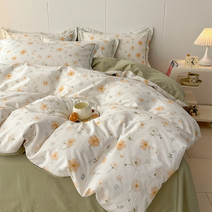 91家纺网 家纺一手货源 找家纺 艾迪尚家纺 2026新款133X76宽幅全棉纯棉印花四件套（有单品 可定制） 花仙子-黄