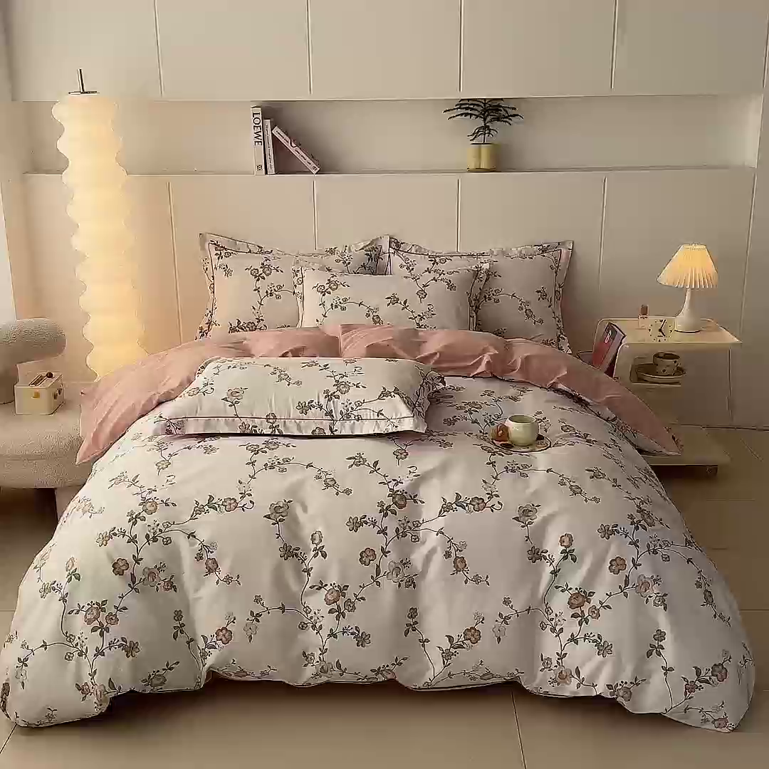 91家纺网 家纺一手货源 找家纺 艾迪尚家纺 2026新款133X76宽幅全棉纯棉印花四件套（有单品 可定制） 锦夏