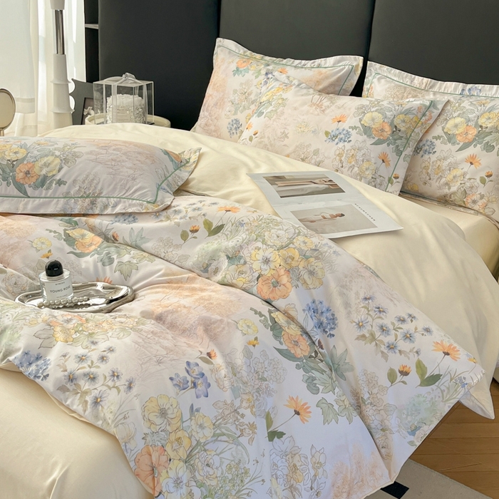 艾迪尚家纺 2026新款133X76宽幅全棉纯棉印花四件套（有单品 可定制） 莉雅-绿