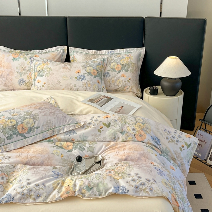 91家纺网 家纺一手货源 找家纺 艾迪尚家纺 2026新款133X76宽幅全棉纯棉印花四件套（有单品 可定制） 莉雅-绿