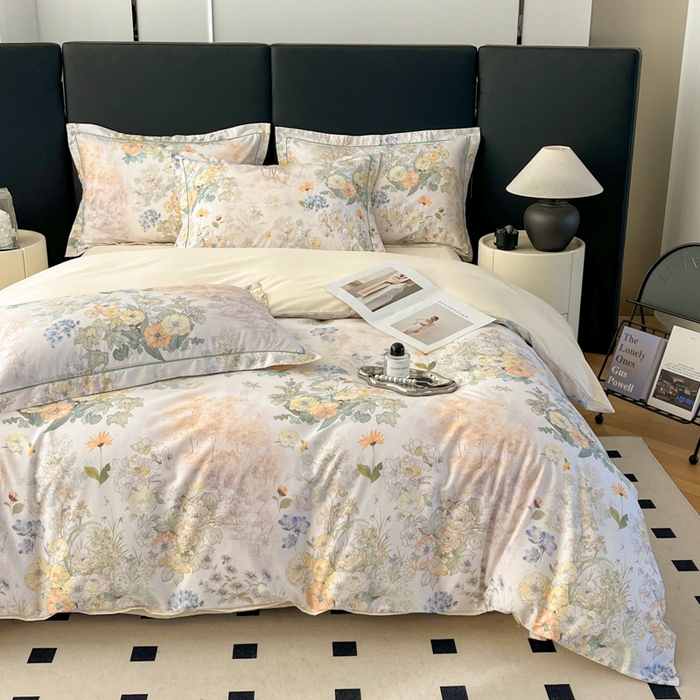 91家纺网 家纺一手货源 找家纺 艾迪尚家纺 2026新款133X76宽幅全棉纯棉印花四件套（有单品 可定制） 莉雅-绿