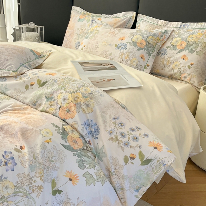 91家纺网 家纺一手货源 找家纺 艾迪尚家纺 2026新款133X76宽幅全棉纯棉印花四件套（有单品 可定制） 莉雅-绿