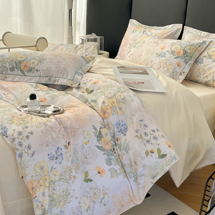 91家纺网 家纺一手货源 找家纺 艾迪尚家纺 2026新款133X76宽幅全棉纯棉印花四件套（有单品 可定制） 莉雅-绿