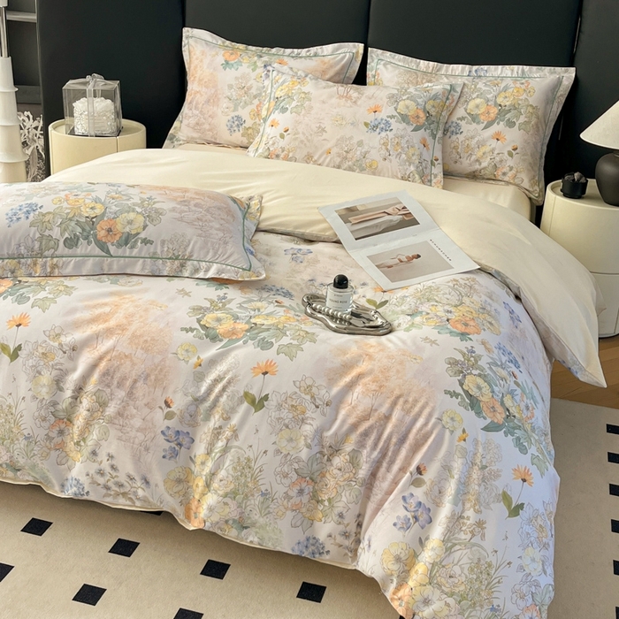 91家纺网 家纺一手货源 找家纺 艾迪尚家纺 2026新款133X76宽幅全棉纯棉印花四件套（有单品 可定制） 莉雅-绿