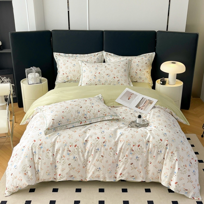 91家纺网 家纺一手货源 找家纺 艾迪尚家纺 2026新款133X76宽幅全棉纯棉印花四件套（有单品 可定制） 萌动-绿