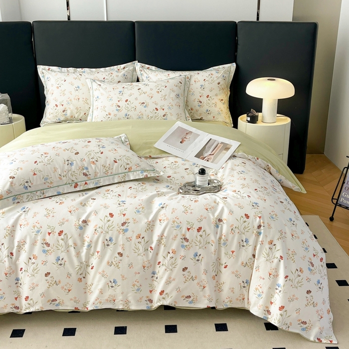 91家纺网 家纺一手货源 找家纺 艾迪尚家纺 2026新款133X76宽幅全棉纯棉印花四件套（有单品 可定制） 萌动-绿