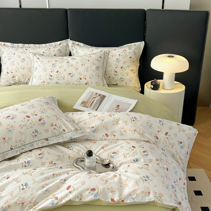 91家纺网 家纺一手货源 找家纺 艾迪尚家纺 2026新款133X76宽幅全棉纯棉印花四件套（有单品 可定制） 萌动-绿