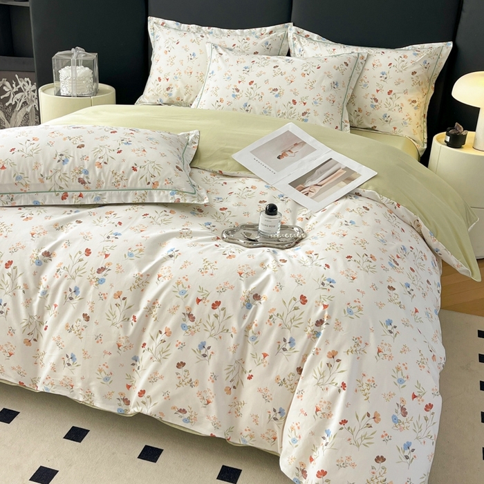 91家纺网 家纺一手货源 找家纺 艾迪尚家纺 2026新款133X76宽幅全棉纯棉印花四件套（有单品 可定制） 萌动-绿