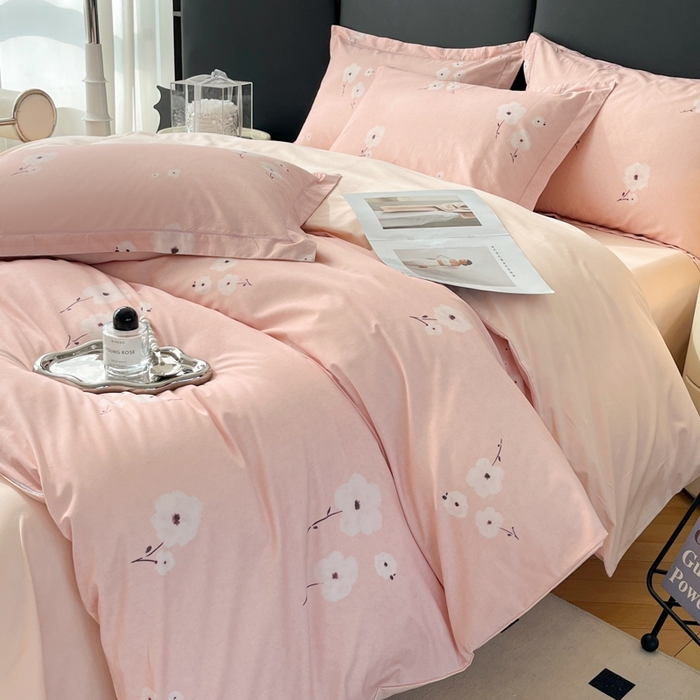 艾迪尚家纺 2026新款133X76宽幅全棉纯棉印花四件套（有单品 可定制） 南意-粉