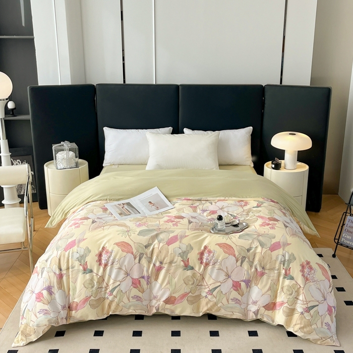 91家纺网 家纺一手货源 找家纺 艾迪尚家纺 2026新款133X76宽幅全棉纯棉印花四件套（有单品 可定制） 霓裳-黄