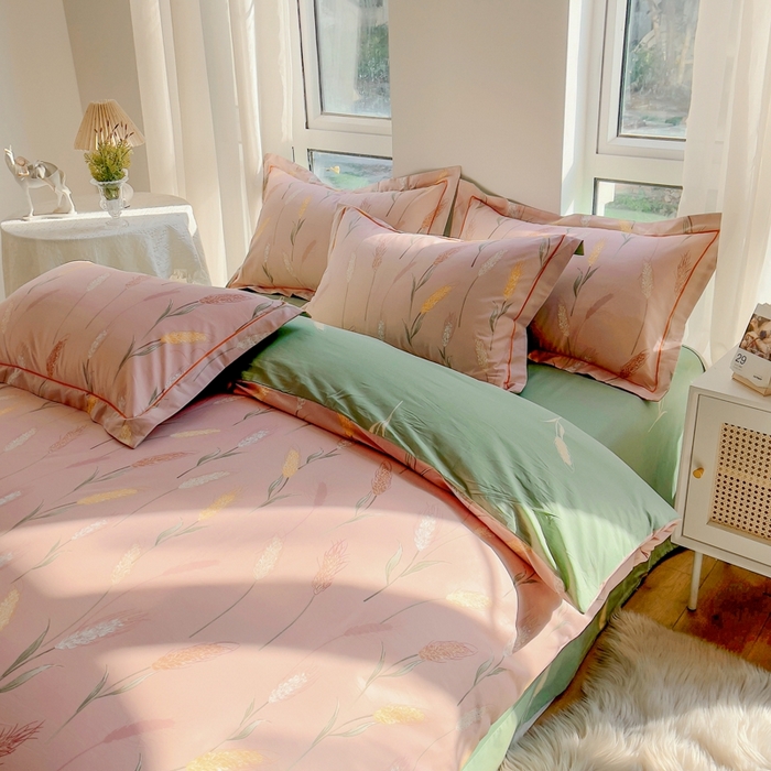 艾迪尚家纺 2026新款133X76宽幅全棉纯棉印花四件套（有单品 可定制） 秋言—粉