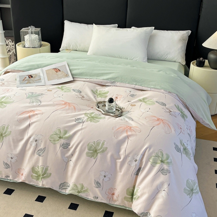 91家纺网 家纺一手货源 找家纺 艾迪尚家纺 2026新款133X76宽幅全棉纯棉印花四件套（有单品 可定制） 盛夏-绿