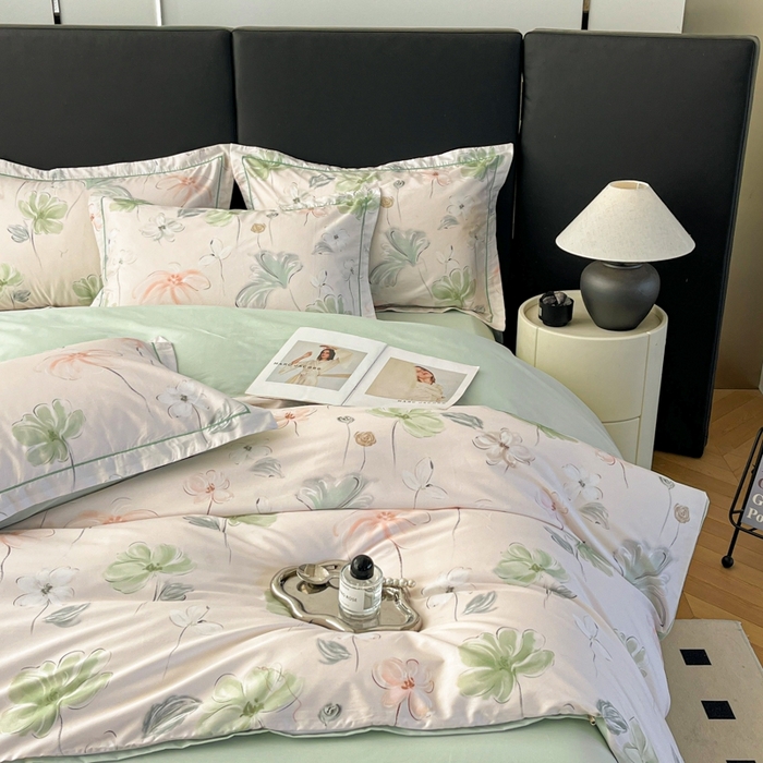 91家纺网 家纺一手货源 找家纺 艾迪尚家纺 2026新款133X76宽幅全棉纯棉印花四件套（有单品 可定制） 盛夏-绿