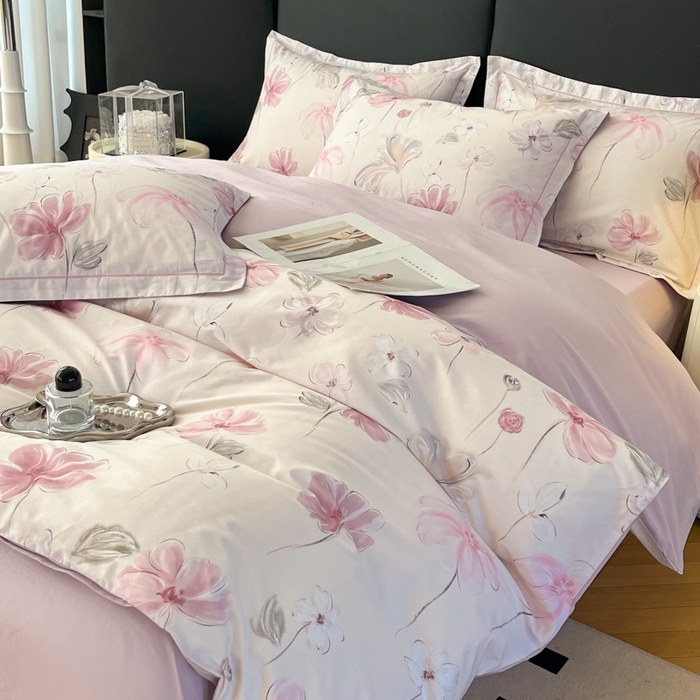 艾迪尚家纺 2026新款133X76宽幅全棉纯棉印花四件套（有单品 可定制） 盛夏-紫