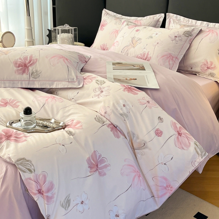 91家纺网 家纺一手货源 找家纺 艾迪尚家纺 2026新款133X76宽幅全棉纯棉印花四件套（有单品 可定制） 盛夏-紫