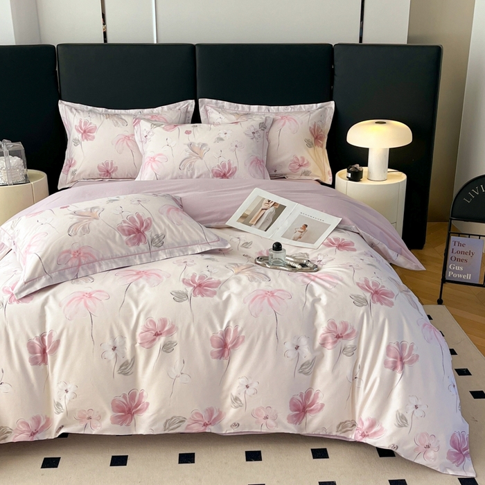 91家纺网 家纺一手货源 找家纺 艾迪尚家纺 2026新款133X76宽幅全棉纯棉印花四件套（有单品 可定制） 盛夏-紫