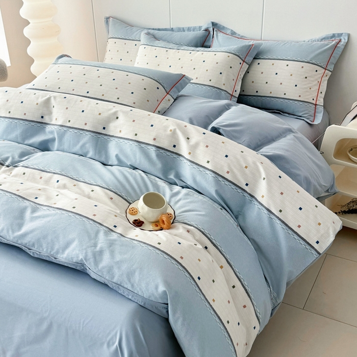 艾迪尚家纺 2026新款133X76宽幅全棉纯棉印花四件套（有单品 可定制） 时尚韵律-蓝