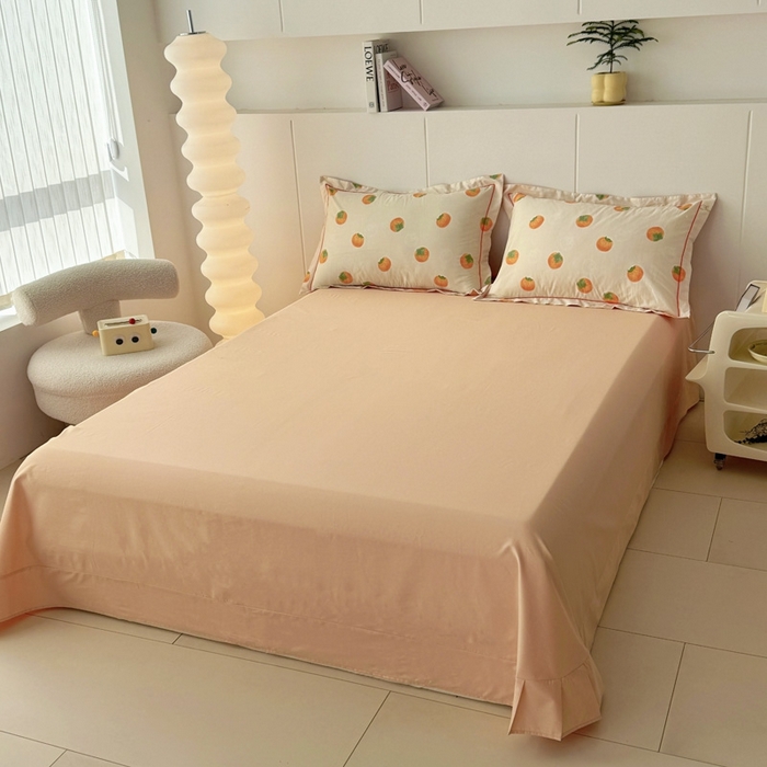 91家纺网 家纺一手货源 找家纺 艾迪尚家纺 2026新款133X76宽幅全棉纯棉印花四件套（有单品 可定制） 柿如意-桔