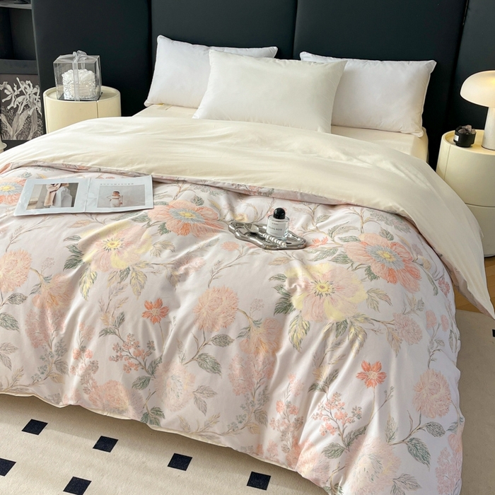 91家纺网 家纺一手货源 找家纺 艾迪尚家纺 2026新款133X76宽幅全棉纯棉印花四件套（有单品 可定制） 舒曼-绿