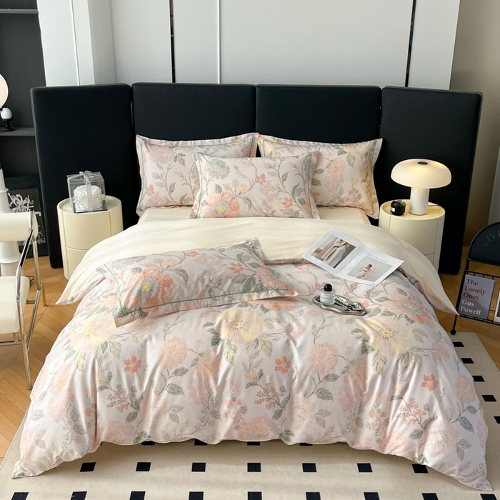 91家纺网 家纺一手货源 找家纺 艾迪尚家纺 2026新款133X76宽幅全棉纯棉印花四件套（有单品 可定制） 舒曼-绿