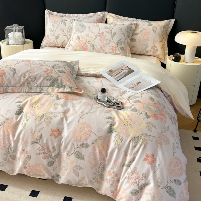 91家纺网 家纺一手货源 找家纺 艾迪尚家纺 2026新款133X76宽幅全棉纯棉印花四件套（有单品 可定制） 舒曼-绿