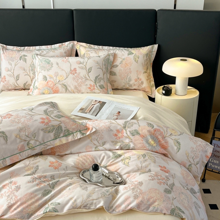 91家纺网 家纺一手货源 找家纺 艾迪尚家纺 2026新款133X76宽幅全棉纯棉印花四件套（有单品 可定制） 舒曼-绿