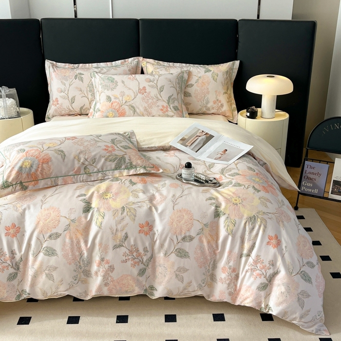 91家纺网 家纺一手货源 找家纺 艾迪尚家纺 2026新款133X76宽幅全棉纯棉印花四件套（有单品 可定制） 舒曼-绿