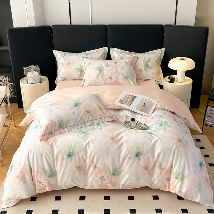 91家纺网 家纺一手货源 找家纺 艾迪尚家纺 2026新款133X76宽幅全棉纯棉印花四件套（有单品 可定制） 晓城时光-绿