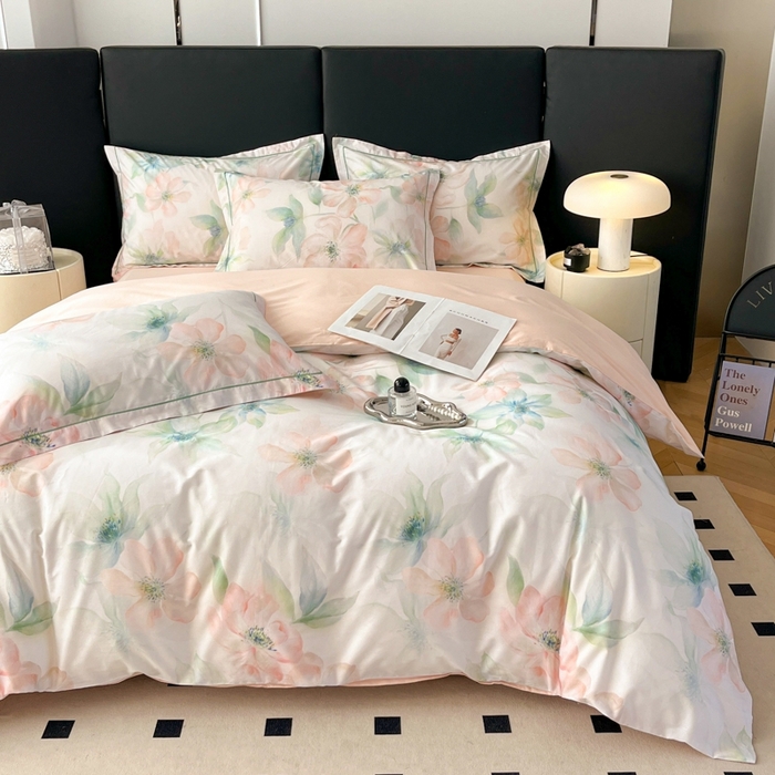 91家纺网 家纺一手货源 找家纺 艾迪尚家纺 2026新款133X76宽幅全棉纯棉印花四件套（有单品 可定制） 晓城时光-绿