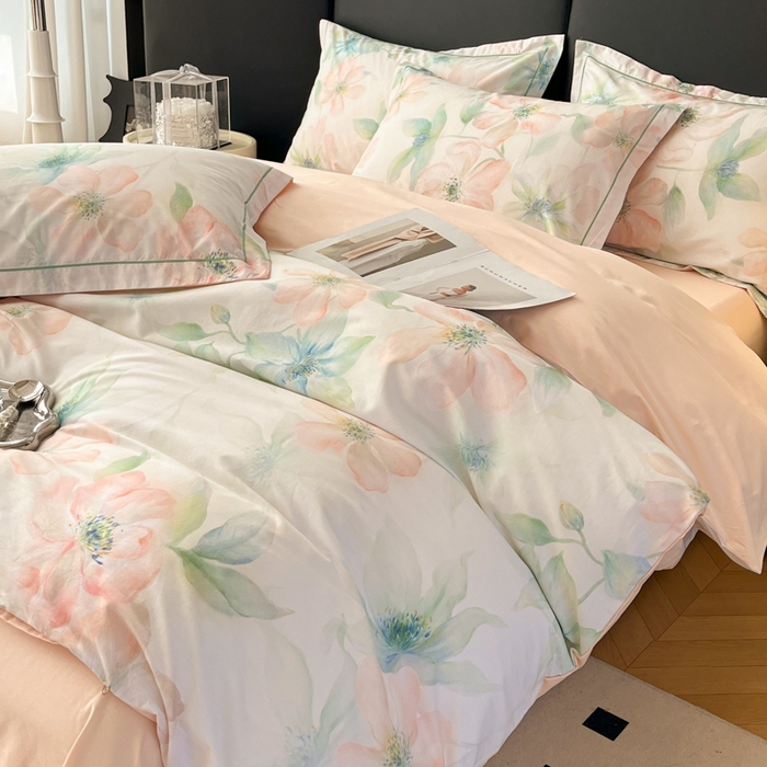 91家纺网 家纺一手货源 找家纺 艾迪尚家纺 2026新款133X76宽幅全棉纯棉印花四件套（有单品 可定制） 晓城时光-绿