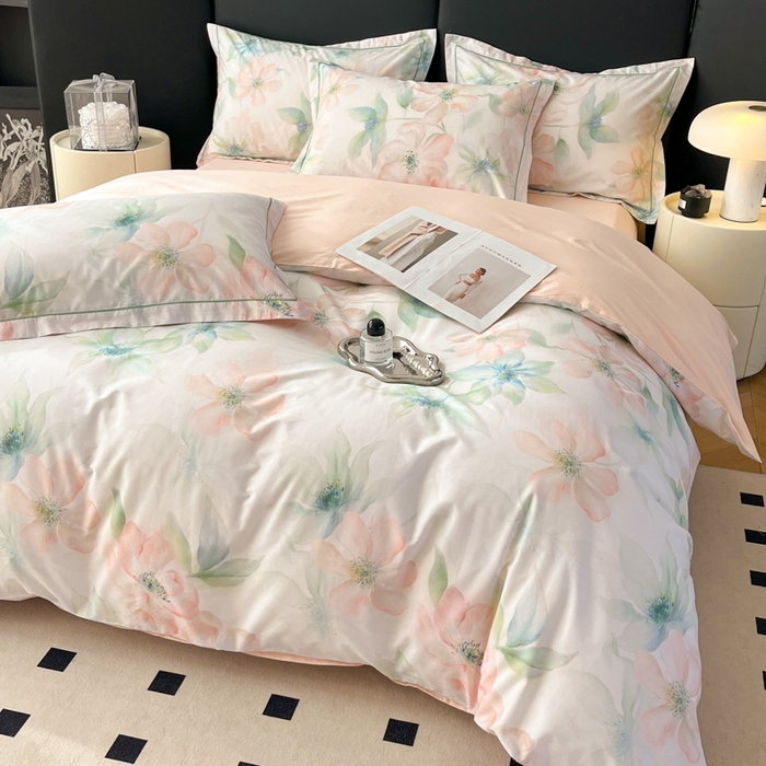 91家纺网 家纺一手货源 找家纺 艾迪尚家纺 2026新款133X76宽幅全棉纯棉印花四件套（有单品 可定制） 晓城时光-绿