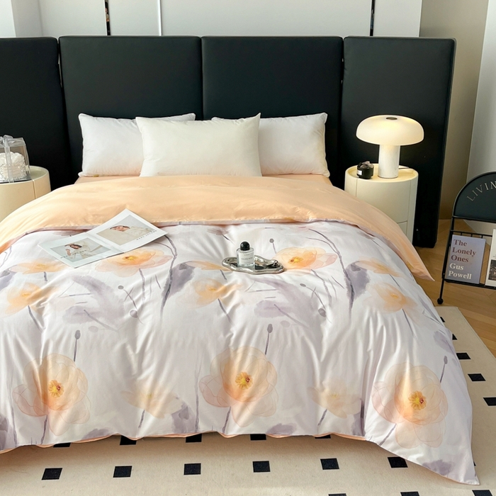 91家纺网 家纺一手货源 找家纺 艾迪尚家纺 2026新款133X76宽幅全棉纯棉印花四件套（有单品 可定制） 星荷-桔