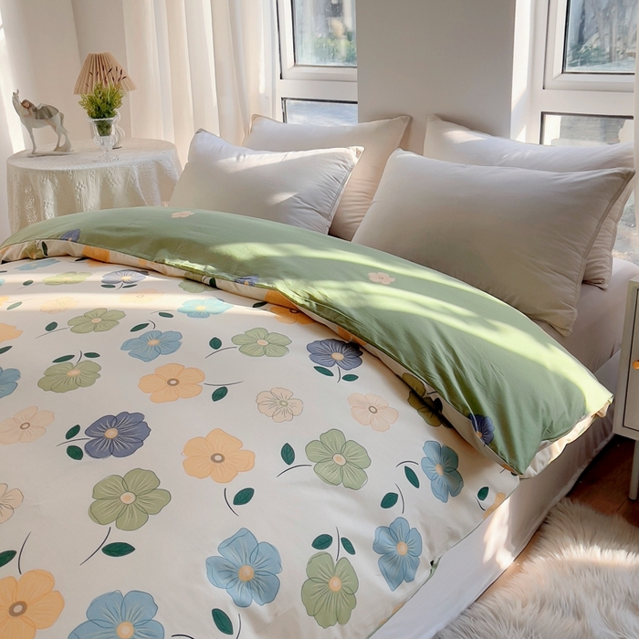 91家纺网 家纺一手货源 找家纺 艾迪尚家纺 2026新款133X76宽幅全棉纯棉印花四件套（有单品 可定制） 雅卉—绿