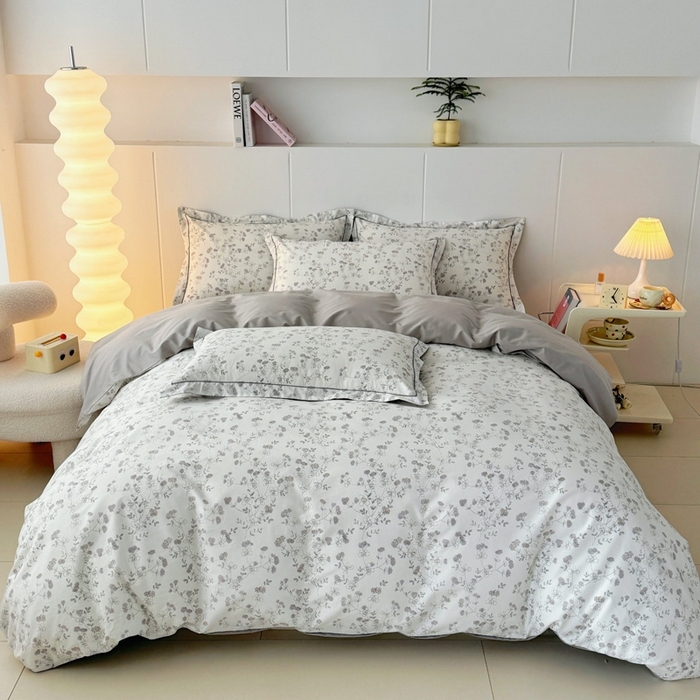 91家纺网 家纺一手货源 找家纺 艾迪尚家纺 2026新款133X76宽幅全棉纯棉印花四件套（有单品 可定制） 夜来香-灰