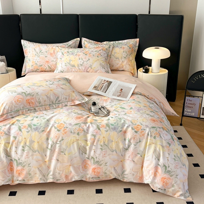 91家纺网 家纺一手货源 找家纺 艾迪尚家纺 2026新款133X76宽幅全棉纯棉印花四件套（有单品 可定制） 悠悠仙草-绿