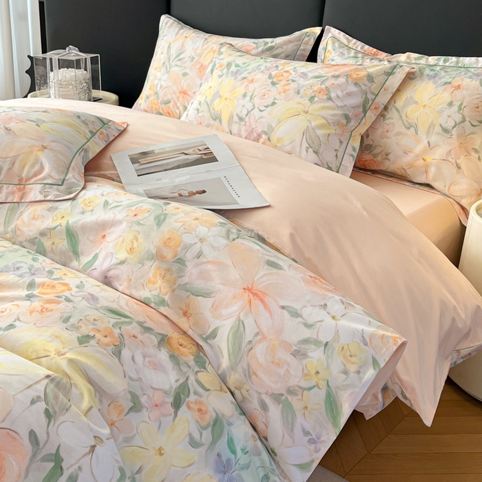 91家纺网 家纺一手货源 找家纺 艾迪尚家纺 2026新款133X76宽幅全棉纯棉印花四件套（有单品 可定制） 悠悠仙草-绿