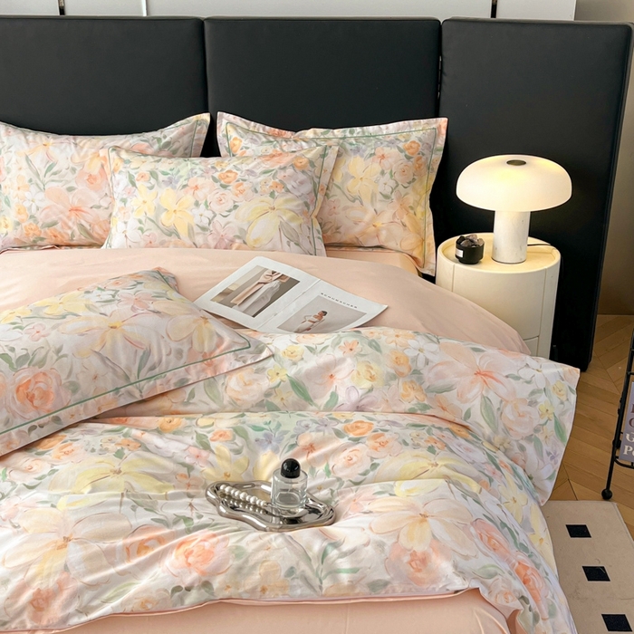 91家纺网 家纺一手货源 找家纺 艾迪尚家纺 2026新款133X76宽幅全棉纯棉印花四件套（有单品 可定制） 悠悠仙草-绿