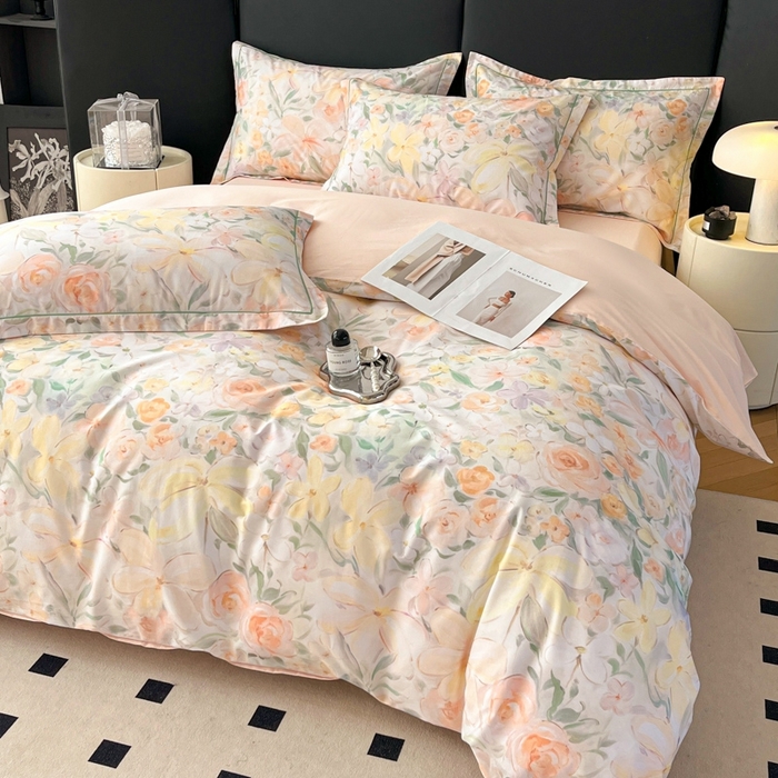 91家纺网 家纺一手货源 找家纺 艾迪尚家纺 2026新款133X76宽幅全棉纯棉印花四件套（有单品 可定制） 悠悠仙草-绿