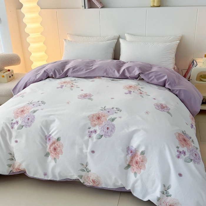 91家纺网 家纺一手货源 找家纺 艾迪尚家纺 2026新款133X76宽幅全棉纯棉印花四件套（有单品 可定制） 长相思-紫