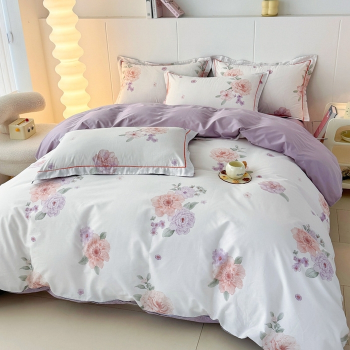 91家纺网 家纺一手货源 找家纺 艾迪尚家纺 2026新款133X76宽幅全棉纯棉印花四件套（有单品 可定制） 长相思-紫