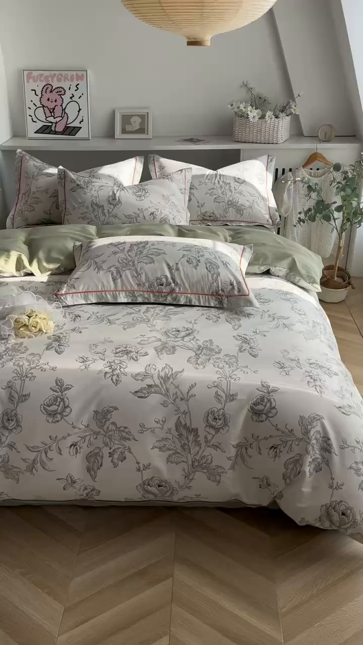 91家纺网 家纺一手货源 找家纺 艾迪尚家纺 2026新款133X76宽幅全棉纯棉印花四件套（有单品 可定制） 知意