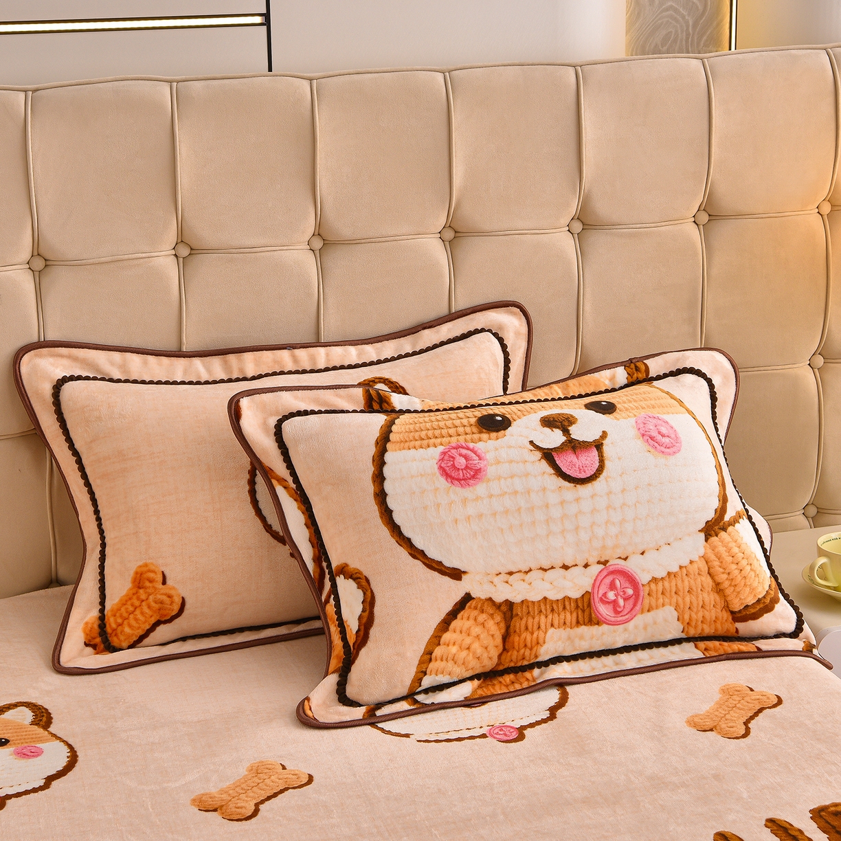 91家纺网 家纺一手货源 找家纺 博兰蒂 2025新款床裙款高克重牛奶绒印花四件套 旺柴