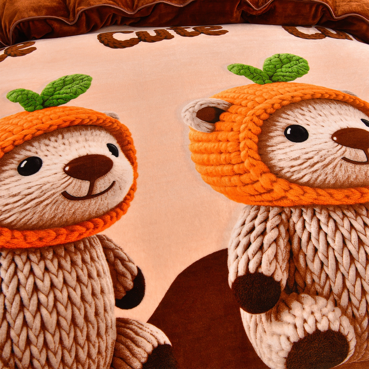 91家纺网 家纺一手货源 找家纺 博兰蒂 2025新款床裙款高克重牛奶绒印花单被套 可爱熊