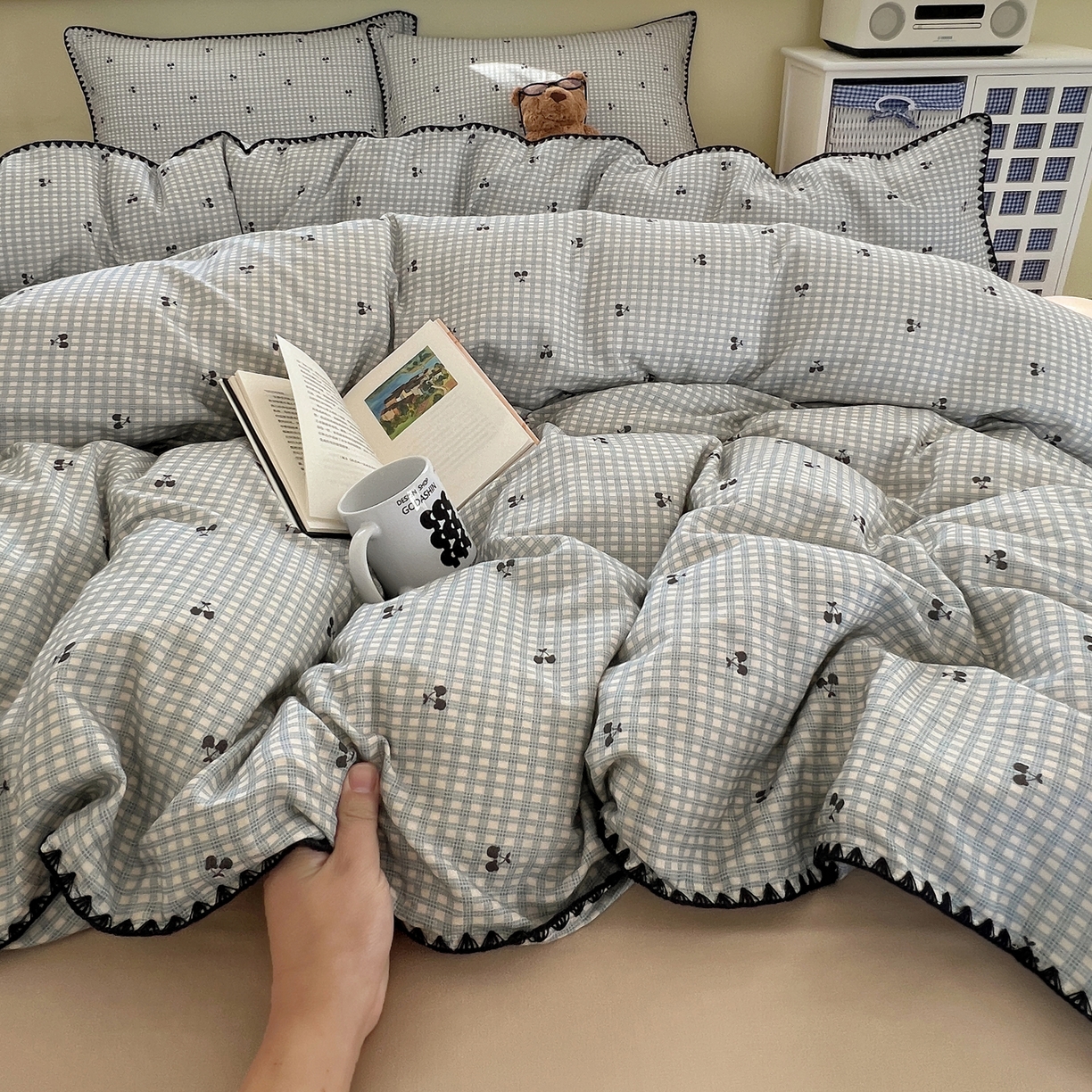 91家纺网 家纺一手货源 找家纺 （总）曼之夏 2026新款全棉纯棉有氧双层纱贝壳边四件套