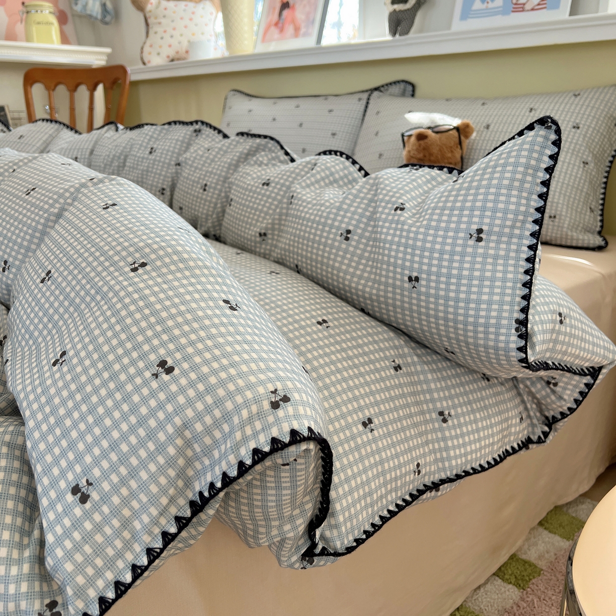 91家纺网 家纺一手货源 找家纺 （总）曼之夏 2026新款全棉纯棉有氧双层纱贝壳边四件套