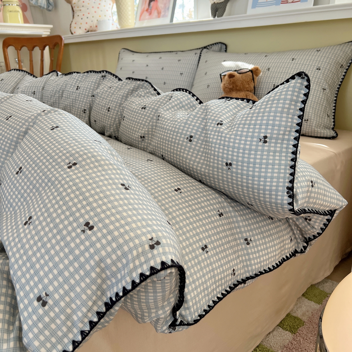 91家纺网 家纺一手货源 找家纺 （总）曼之夏 2026新款全棉纯棉有氧双层纱贝壳边四件套