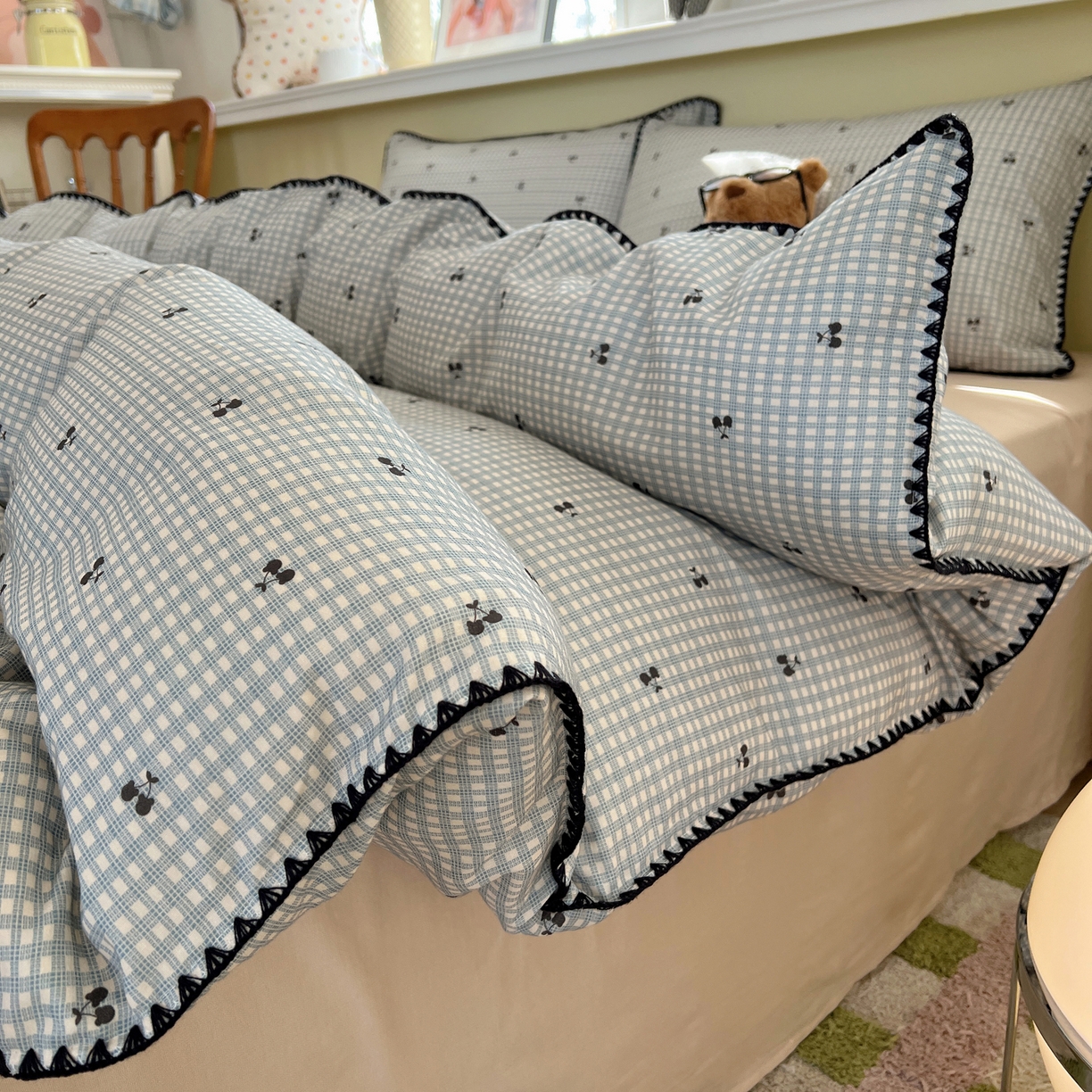 91家纺网 家纺一手货源 找家纺 （总）曼之夏 2026新款全棉纯棉有氧双层纱贝壳边四件套