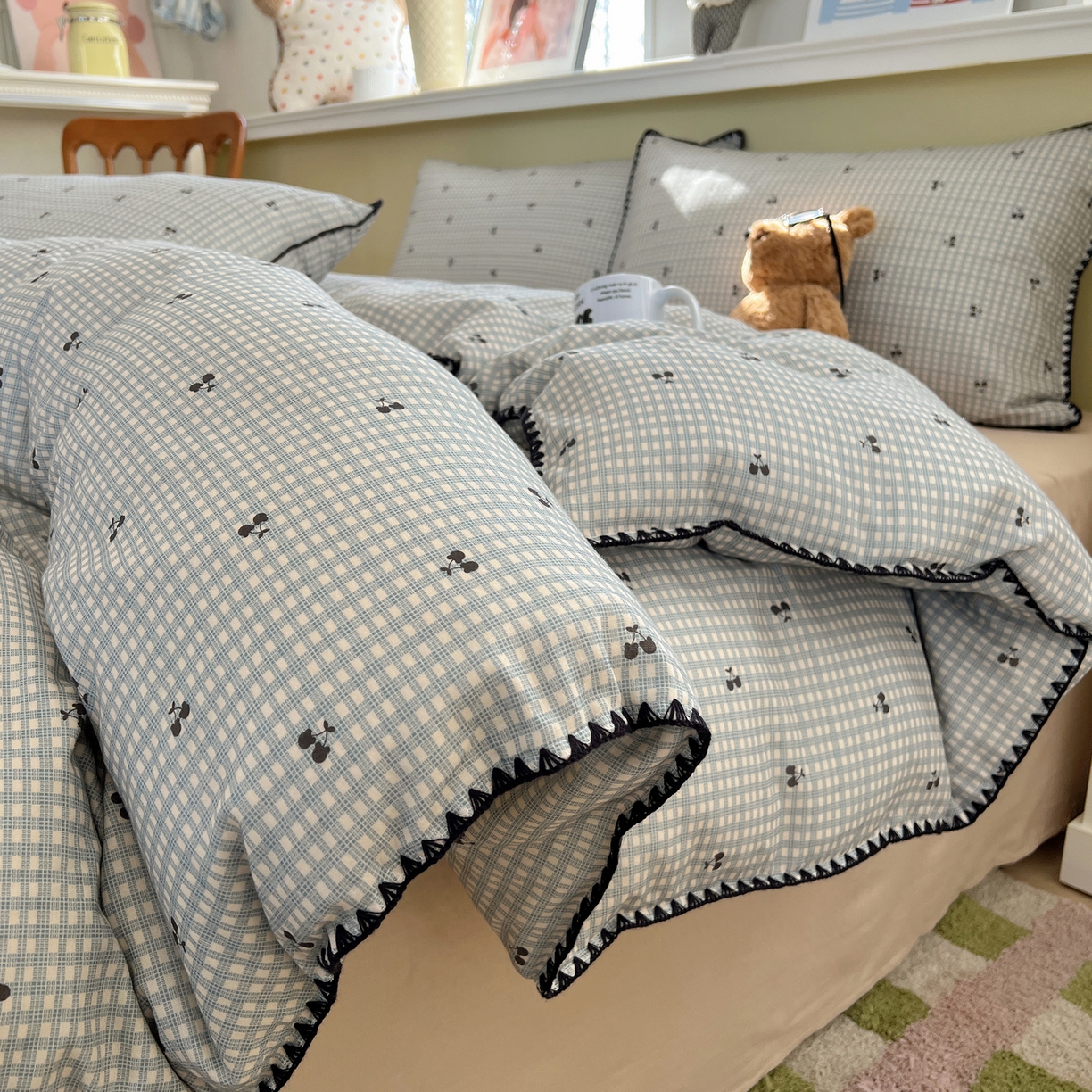 91家纺网 家纺一手货源 找家纺 （总）曼之夏 2026新款全棉纯棉有氧双层纱贝壳边四件套