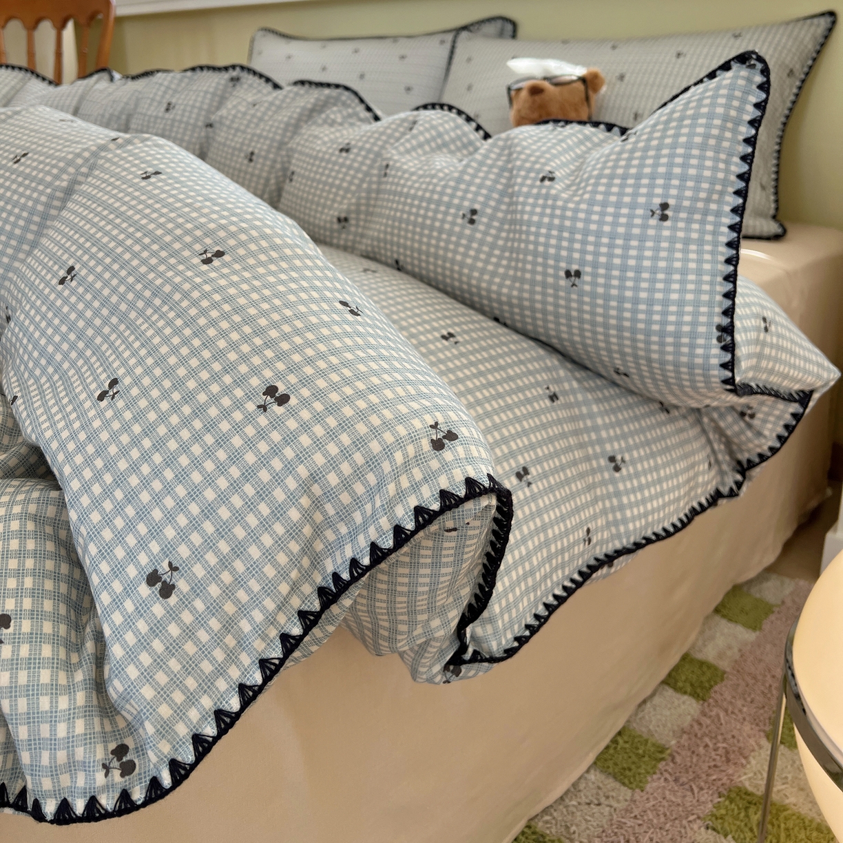 91家纺网 家纺一手货源 找家纺 （总）曼之夏 2026新款全棉纯棉有氧双层纱贝壳边四件套